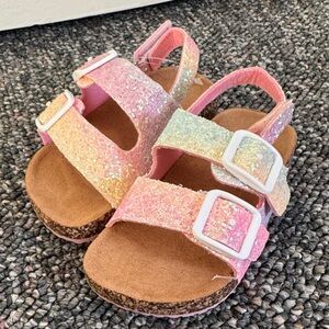 Glittery Pink and Gold Kids Sandals